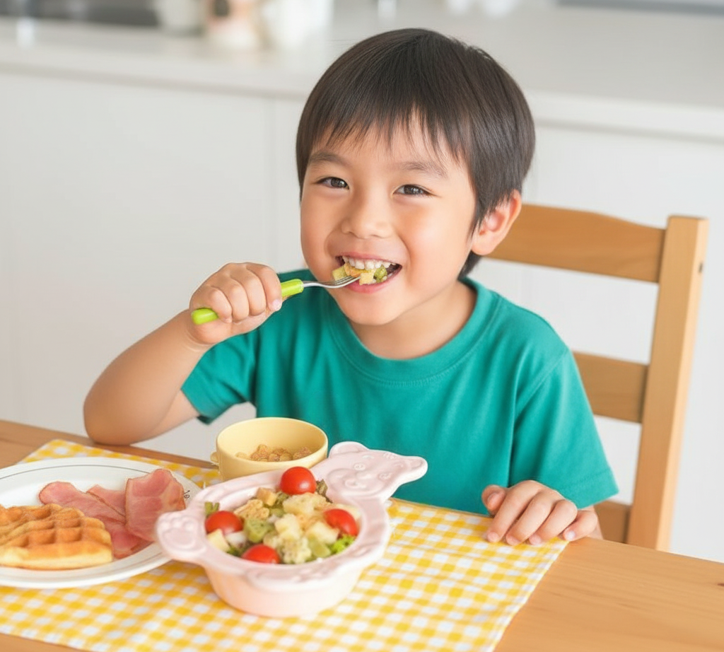 パスタを食べている男の子