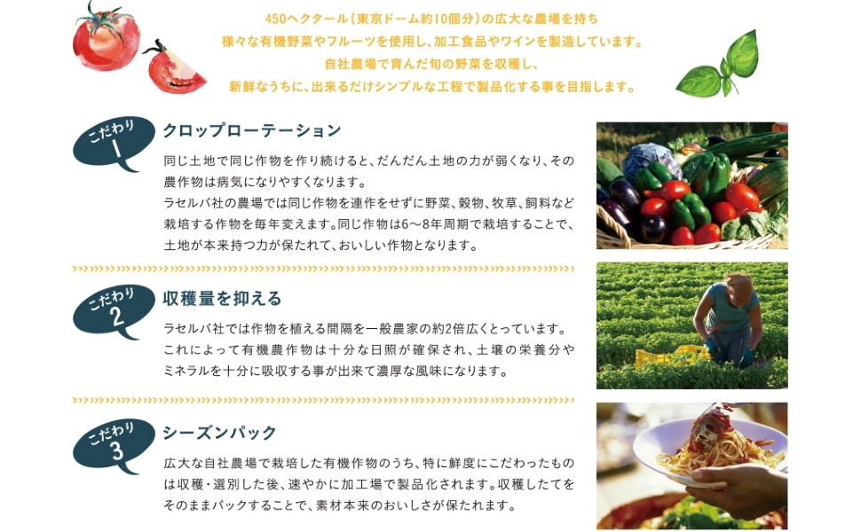 ラセルバは、イタリア・トスカーナ地方のオーガニック食品専門メーカー。