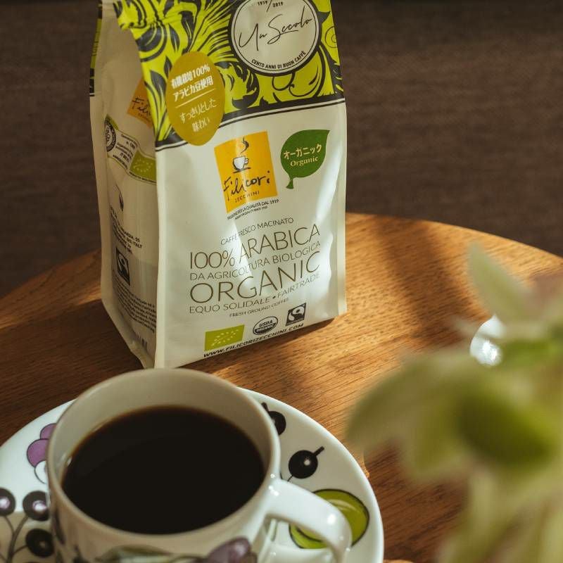 コーヒー豆 粉180g 本場イタリア 有機栽培、フェアトレードのアラビカ